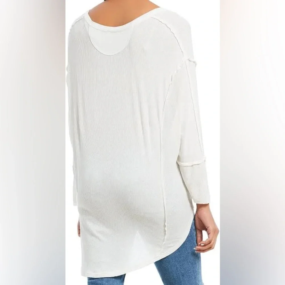 NWT Free People Golden Gate Tee, White, Medium; slouchy white long-sleeve tee